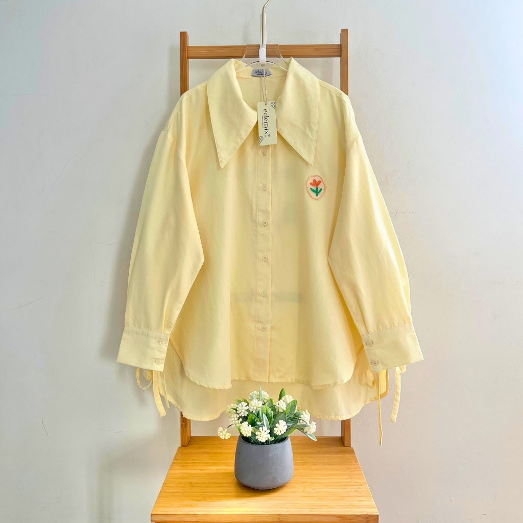 Image of Eclemix Top Mayleen | Atasan Wanita Kemeja Oversize Patch Tali Samping